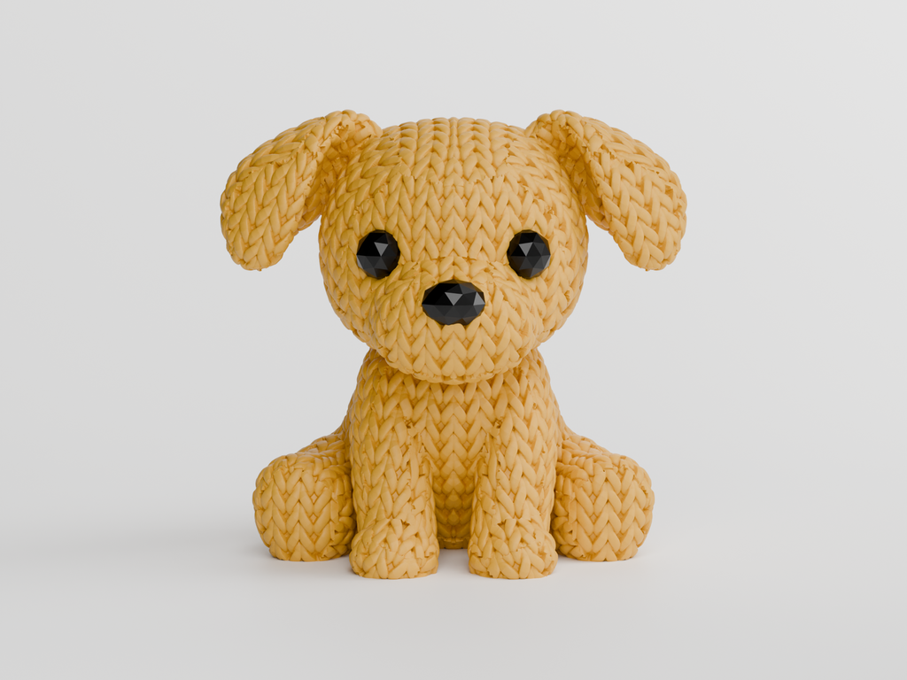 Knitted dog statue